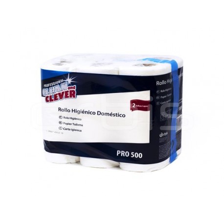 HIGIENICO DOMESTICO 2/C 20 MTS PRO 500 CLEAN&CLEVER PACK 180 R.